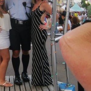 ***Backless Striped Maxi Dress